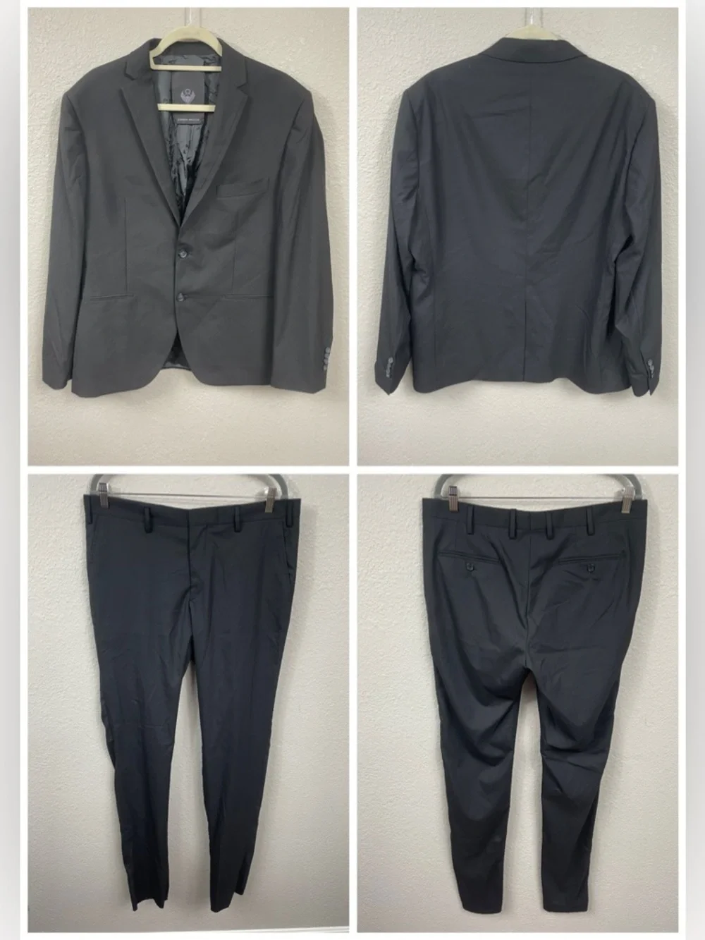 NWT Frankie Morello Cotton Blend Suit Business Wedding Black Sz 52